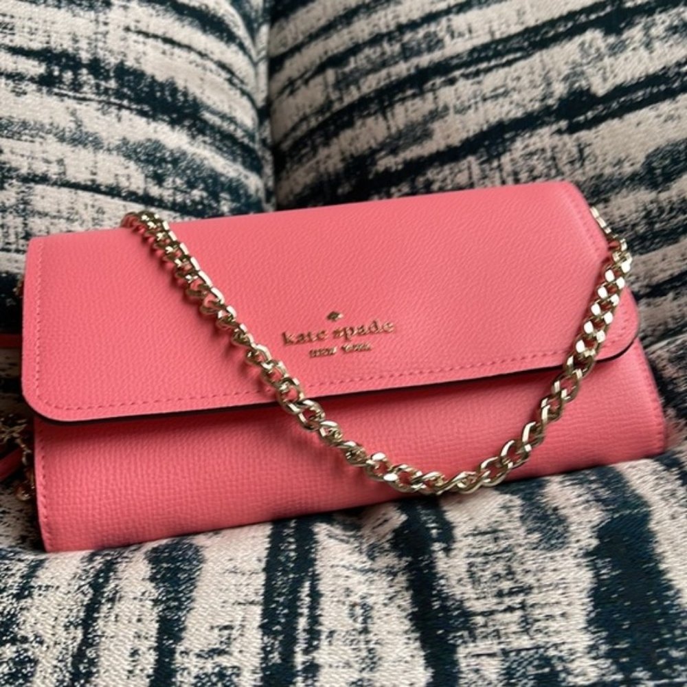 Kate Spade Chain Wallet Crossbody Clutch Pink - Picture 2 of 16